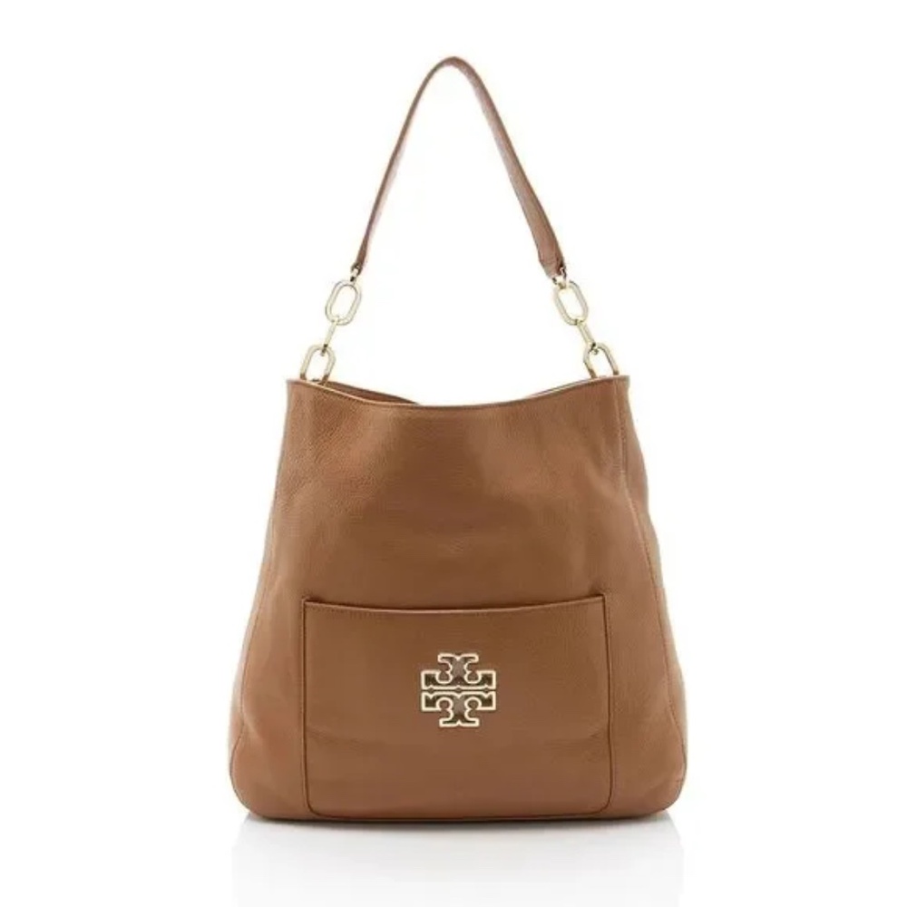 Tory Burch Leather Britten Hobo Tan/ Caramel Bag